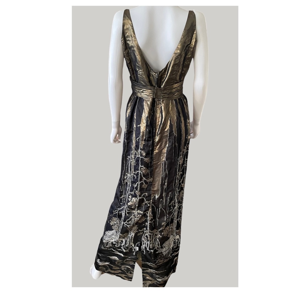 Stunning Vintage 60/70”s Malcolm Starr Silk Metallic Cocktail Dress. - Picture 3 of 10